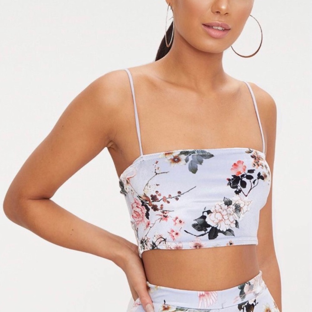 PrettyLittleThing Velvet Crop Top